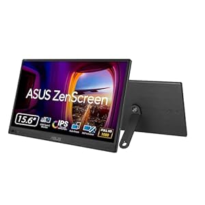 ASUS ZenScreen Monitor USB portátil de 16 pulgadas (MB169CK) – Full HD, IPS, Dual USB-C, Mini-HDMI, cuidado de los ojos, sin parpadeo, filtro de luz azul, superficie antirreflejo, soporte de 360°