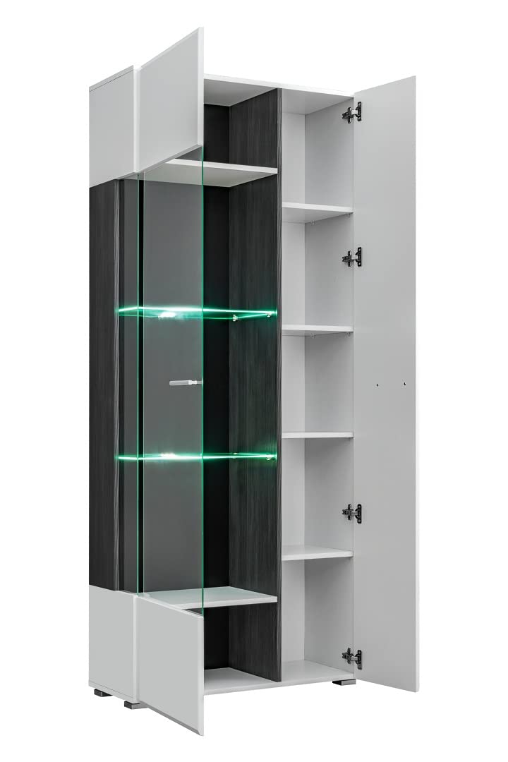 Generisch Wohnwand SOLIDO Twin Wohnzimmerset TV Wand Weiß Hochglanz Anbauwand Wohnzimmer Fernsehwand