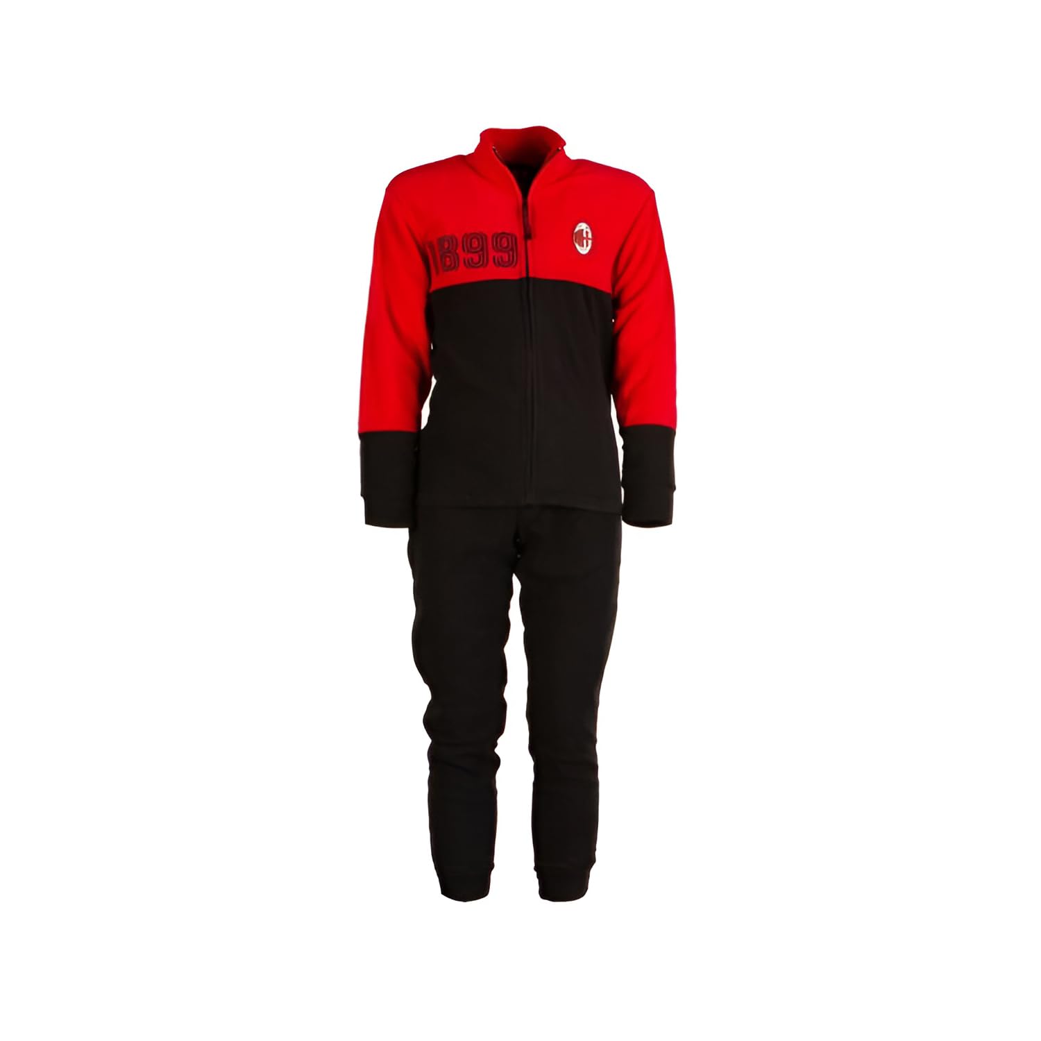 hermet Pigiama Milan, in Pile, Maglia Maniche Lunghe Pantalone, Pigiama Milan per Adulto, Unisex, Full Zip, Rosso, Taglia L
