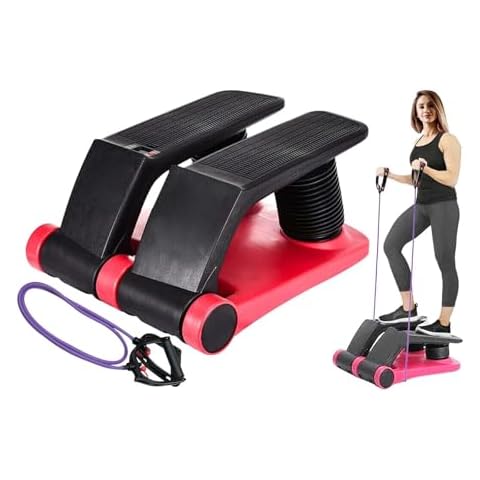 E-Found Stepper Climber Fitness Machine, Air Stair Climber Stepper Machine, Cardio Training Step Climber Machine Adjustable Fitness Exercise Machine Resistance Bands, Comfortable Foot Pedals Cover