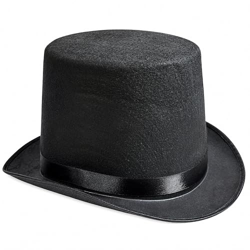 GiftExpress 6 Tall Black Magician Felt Top Hat for Adults Butler Costume Top Hat Ringmaster Hat Steampunk Hat Dress Up Party Hat