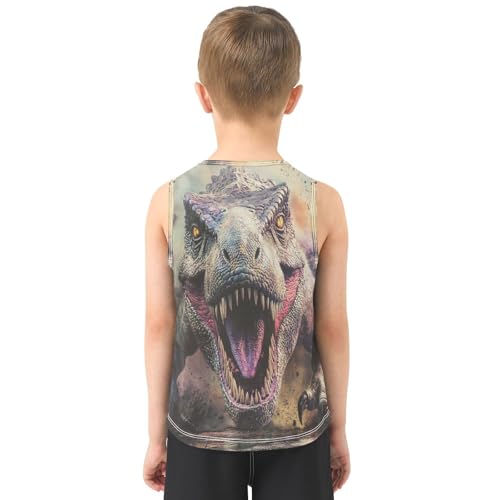 Boys Tank Top Shirts Dinosaur Wildlife Animal Sleeveless T-Shirts Crew Neck for Kids Clothing Children3