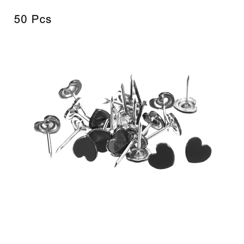 Chinchetas de corazón de acero negro uxcell con punta afilada decorativa 4