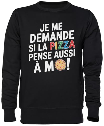 Sweat-shirt pizza noir unisexe idéal pour vos soirées série et moments cocooning