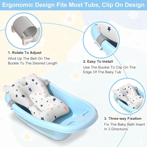 Image of Baby Bath Suspension Prevent Slip Pad, Soft Quick Dry Lightweight Baby Bath Cushion Pad, Newborn Bathtub Mat Infant Bath Supporter Nonslip Floating Bathing Tub Seat for Assisted Sitting (White)