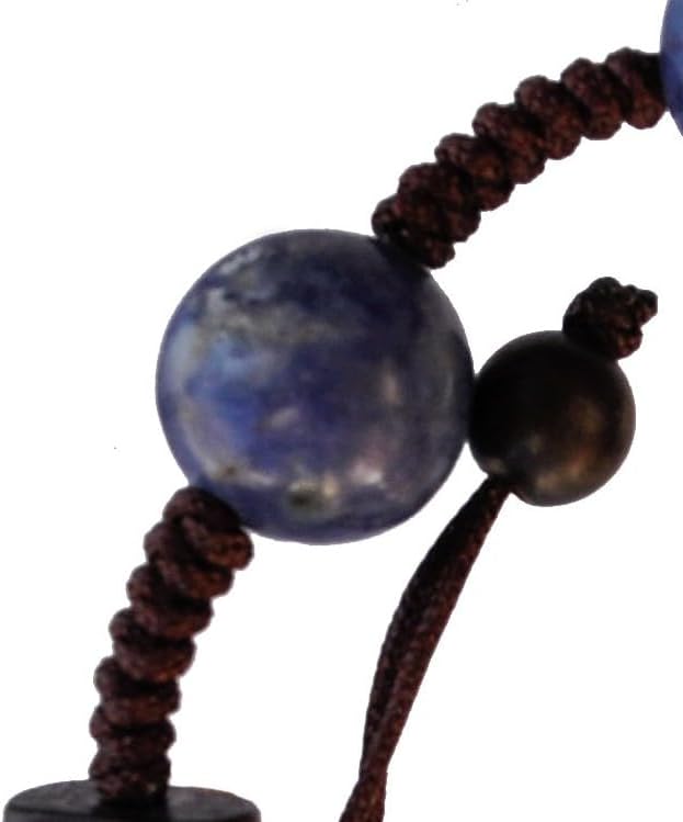 Sine Cera Sodalite Stone/Jujube Wood 1 Decade Catholic Rosary Bracelet with Double-sided Laser Engraved Centerpiece with Crucifix and Madonna with Child, Durable Adjustable Corded Design, Smooth Round 10mm Beads - Image 5