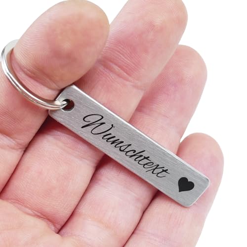 WIENS3D Personalisierter Schlüsselanhänger mit Gravur für diverse Anlässe: Weihnachten, Partner, Name, Geschenk, Freitext oder verschiedene Symbole möglich, 55x12x2mm