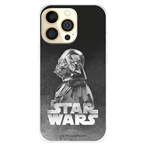 Funda para iPhone 14 Pro Oficial de Star Wars, Darth Vader Fondo Negro para Proteger tu móvil. Carcasa para iPhone de Silicona Flexible con Licencia Oficial de Star Wars
