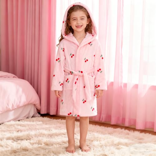 Image of Boys Girls Bathrobes,Toddler Boy Girl Robes,Children's Plush Soft Coral Fleece Hooded Pajamas Sleepwear for Kids
