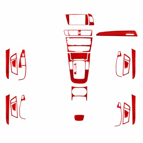 Auto Interior Decoration Decal Trim Protector Full Sticker 34pcs Set Sticker Real Carbon Fiber Interior Trim Compatible with Audi 8R SQ5 2014-2017 / Q5 2009-2013 2014 2015 2016 2017 Accessories Red