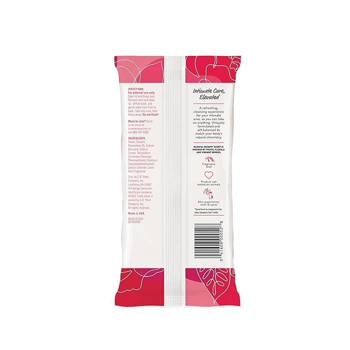 Image of Summer's Eve Blissful Escape Feminine Wipes, Gentle pH-Balanced Formula Helps Control Vaginal Odor, Resealable Pack, 32 Wipes (Pack of 12)