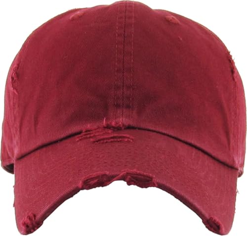Image of KBETHOS Vintage Washed Distressed Cotton Dad Hat Baseball Cap Adjustable Polo Trucker Unisex Style Headwear