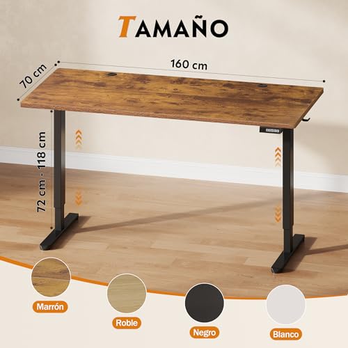 Miniatura 3 de DEVAISE Escritorio Elevable Eléctrico,Mesa Regulable Rltura 160 x 70cm con 3 Memorias,Mesa de Oficina con Panel Inteligente en Casa con Tablero Ensamblado, Roble Natural