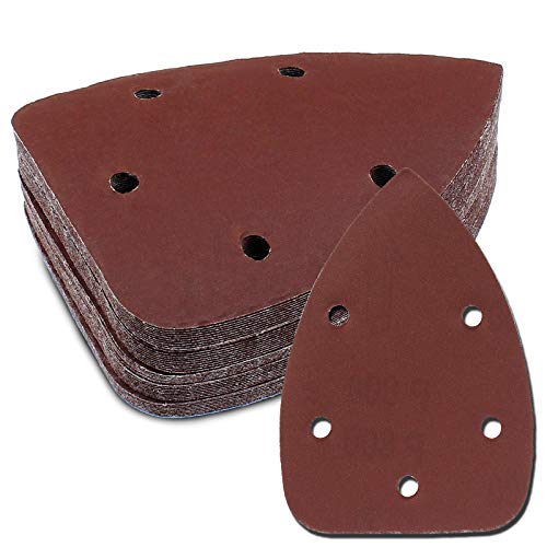 Cionyce 50 Pcs 800 Grit Mouse Detail Sander Sandpaper 5 Hole Mouse Sandpaper Hook and Loop Sander Pads Sanding Sheets for 140mm Sanding Machine