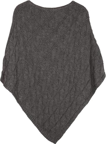 styleBREAKER Strick Poncho mit Zopfmuster, Rundhals Strickponcho,...