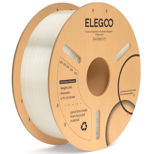 ELEGOO PLA+ Filament 1.75mm Translucent 1KG PLA Plus Tougher and Stronger 3D Printer Filament Dimensional Accuracy +/- 0.02mm 1kg Cardboard Spool(2.2lbs) Fits for Most FDM 3D Printers