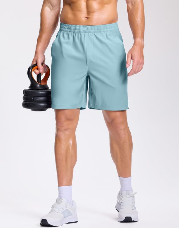 Image of GGJ Men's Lightweight Athletic Shorts with 2 Zipper Pockets 7 inch /9 inch /5 inch Gym Workout Running Quick Dry Tennis Shorts for Men