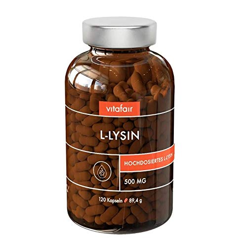 L-Lysin - 2000 mg pro Tagesdosis - 120 Kapseln - Hochdosierte essentielle Aminosäure - Vegan - Ohne Magnesiumstearat - Made in Germany