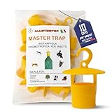 Mastertec Master Trap, 10 Pièces, Piege Frelon Asiatique, Guêpe, Mouche, Drosophila Suzukii et Popilia Japonica, Piege a Mouche Écologique Jaune, Attrape Insecte pour Jardin et Potager, Made in Italy