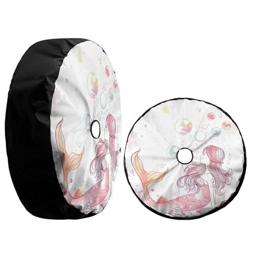 Image of Lovely Mermaid Shells Spare Tire Cover with Backup Camera Hole Wheel Tire Cover Fit Trailer, RV, SUV and Many Vehicle 18inch