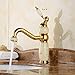 ZYDSN Nostalgie d'or Robinet De Lavabo 360 ° Rotatif Bassin Mélangeur Évier Jade Naturel Bain Mitigeur De Robinet Mélangeur d'eau Chaude Et Froide,d'or