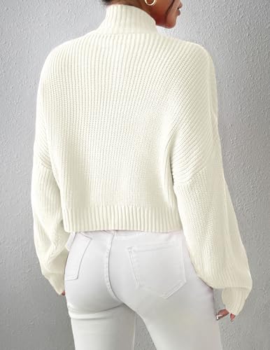 Image of Libsorge Womens Cute Lightweight Turtleneck Ultra Cropped Sweaters Spring 2025 Ribbed Knit Crop Thin Pullover Sweater