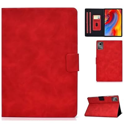 JHUITRES Leather Case for Lenovo Tab M11 TB330FU/Lenovo Xiaoxin Pad 2024 TB331FC Tablet Folio CoverSmart Cover [ Auto Sleep/Wake] Protective for(Vermelho)