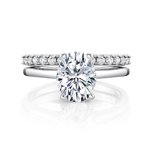 2.5 Carat Oval Moissanite Bridal Set Engagement Wedding Ring 18K White Gold Over Silver 9MM2