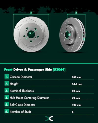 Image of SCITOO Front Brake Kits Drill & Slotted Brakes Rotor Brake Pads:53064;D1455