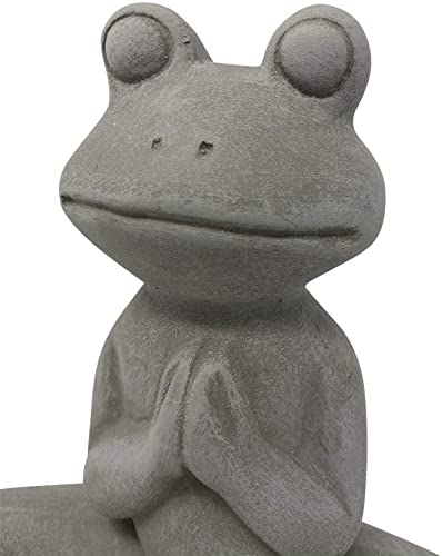 Elly Décor 8.5 Inch Ceramic Zen Meditating Frog Statue,Yoga Toad Sculpture,Cement Stone Finish Gray #TOP2