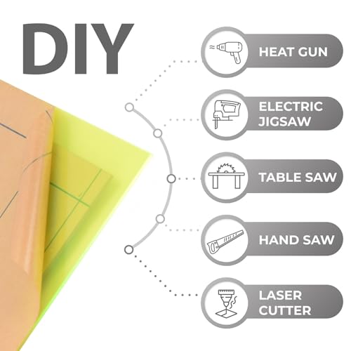 Image of 6 PCS Transparent Fluorescent Green Cast Acrylic Sheets 8 inch x 12 inch x 0.118 inch, Plexiglass Plastic Sheet for Laser Cutting, Engraving Signs, DIY Projects.