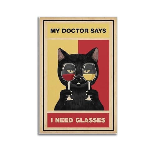 Poster chat noir anime sur toile vintage durable sans cadre