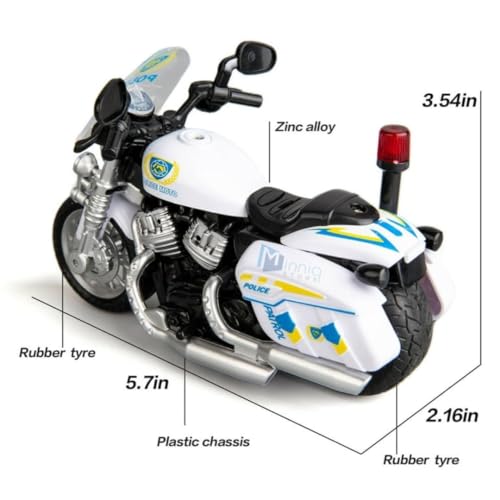 Image of Police Motorcycle Toy - Pull Back Motorcycle Toys, Tiny Gift with Music Lighting, Latte Motorcycles Toy for Kids Boys Age 3-8 Year Old [Multicolor] (Police Motorcycle-001-Multicolor)