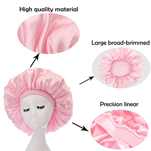 3Pack Satin Bonnet Silk Sleep Bonnet, Night Sleeping Cap with Wide Elastic Band - Image 3
