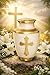 White & Gold Christian Cross Cremation Urn for Human Ashes Set of 3 Holds Upto 200lb s– Adult Funeral Urn with Elegant Memorial Design, Secure Lid, Home Display with 2 Keepsake Urns