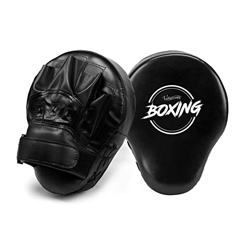 Valleycomfy Boxing Curved Focus Punching Mitts- Leatherette Training Hand Pads,Ideal For Karate, Muay Thai Kick, Sparring, Dojo, Martial Arts(Black) #TOP7