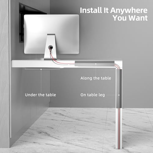 Image of YECAYE 94.2 in Cable Management Under Desk,Easy Install Adhesive Mount Cord Hider,Cord Organizer,Wire Management,Wire Hider for Office Organization,Child & Pet Proof,Grey (Pack of 2)