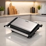 Grill Elétrico Prensa Inox Antiaderente | Sanduíches, Carnes, Hambúrgueres e Legumes | Aquecimento Rápido e Fácil Limpeza (110, Volts, Grill Eletrtico)