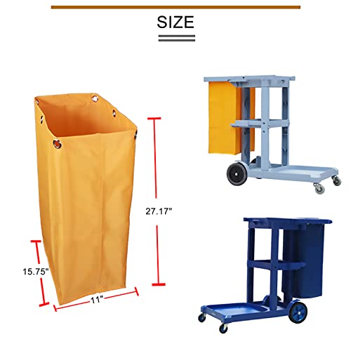 Image of Replacement Janitorial Cart Bag, High Capacity Waterproof Thickened Housekeeping Commercial Janitorial Cleaning Cart Bag with 6 Brass Grommets - 25 Gallon (Yellow)