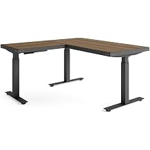NBF Standing Desk L-Shaped Sit Stand Workstation, 72" W, Brown