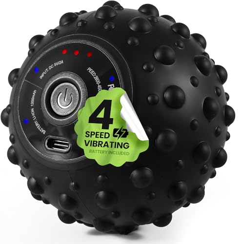 EXELLEON 4-Speed Vibrating Massage Ball | Compact Rechargeable Roller | Adjustable Vibration | Quiet & Portable Design