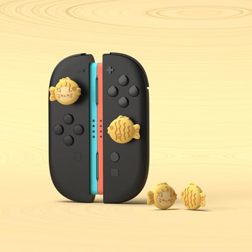 Image of PlayVital Thumb Grips for Nintendo Switch 2 | Kawaii Silicone Joystick Caps (4-Pack) - Cute Accessories Animal Design Thumbstick Covers for Joycon 2 - Taiyaki Kitten