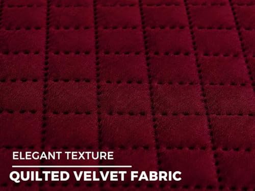 Image of Velvet Quality Raising Quilt Patterns Sofa Covers Set (Red, 3 Seater)