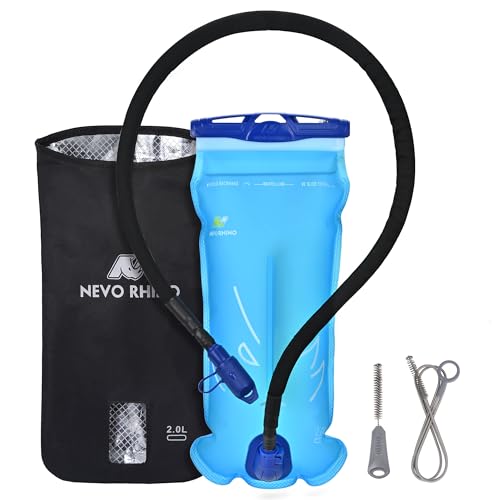 N NEVO RHINO Hydration Bladder 2L with Bladder Insulator, Water Bladder for Hiking Backpack, Leakproof Water Pouch, BPA-Free Water Reservoir Hydration Pack for Hiking Running Camping Cycling Skiing