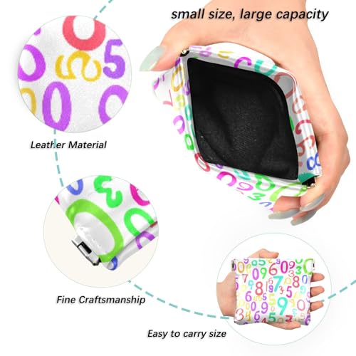 Rainbow Digits Coin Purse Leather Pouch Change Purse, Squeeze Coin Pouch for Cards, Keys & Lipsticks, Unisex2