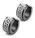 KARAY Stainless Steel Hoop Earrings for Men Women Huggie Earrings Unique Greek Key (Black)