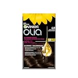 Garnier Olia Permanent Hair Dye For Women, Ammonia Free Color , Grey Coverage, Long Lasting Shine with 60% Oils, Vegan, Cruelty Free, 4.0 Dark Brown, 1 Application