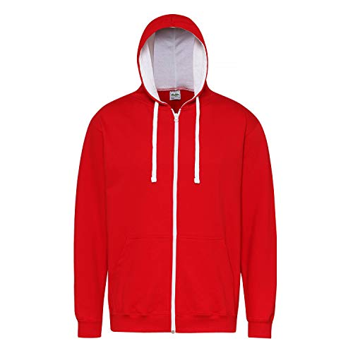 AWDis Just Hoods JH053 Unisex Varsity Zoodie - Fire Red/Arctic White - 2XL