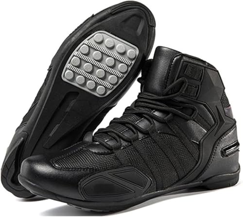 Sapatos de motocicleta para homens, respiráveis ​​com proteções Botas de motocicleta, sola de borrac