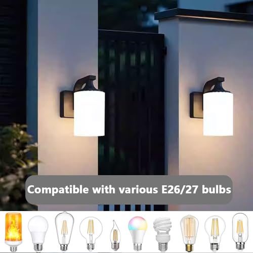 Lanterne extérieure noir E26 en aluminium et verre dépoli - 4